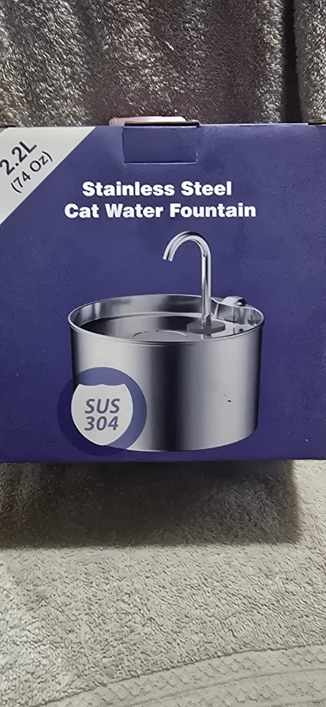 Stainless Steel Cat Water Fountain - 2.2L