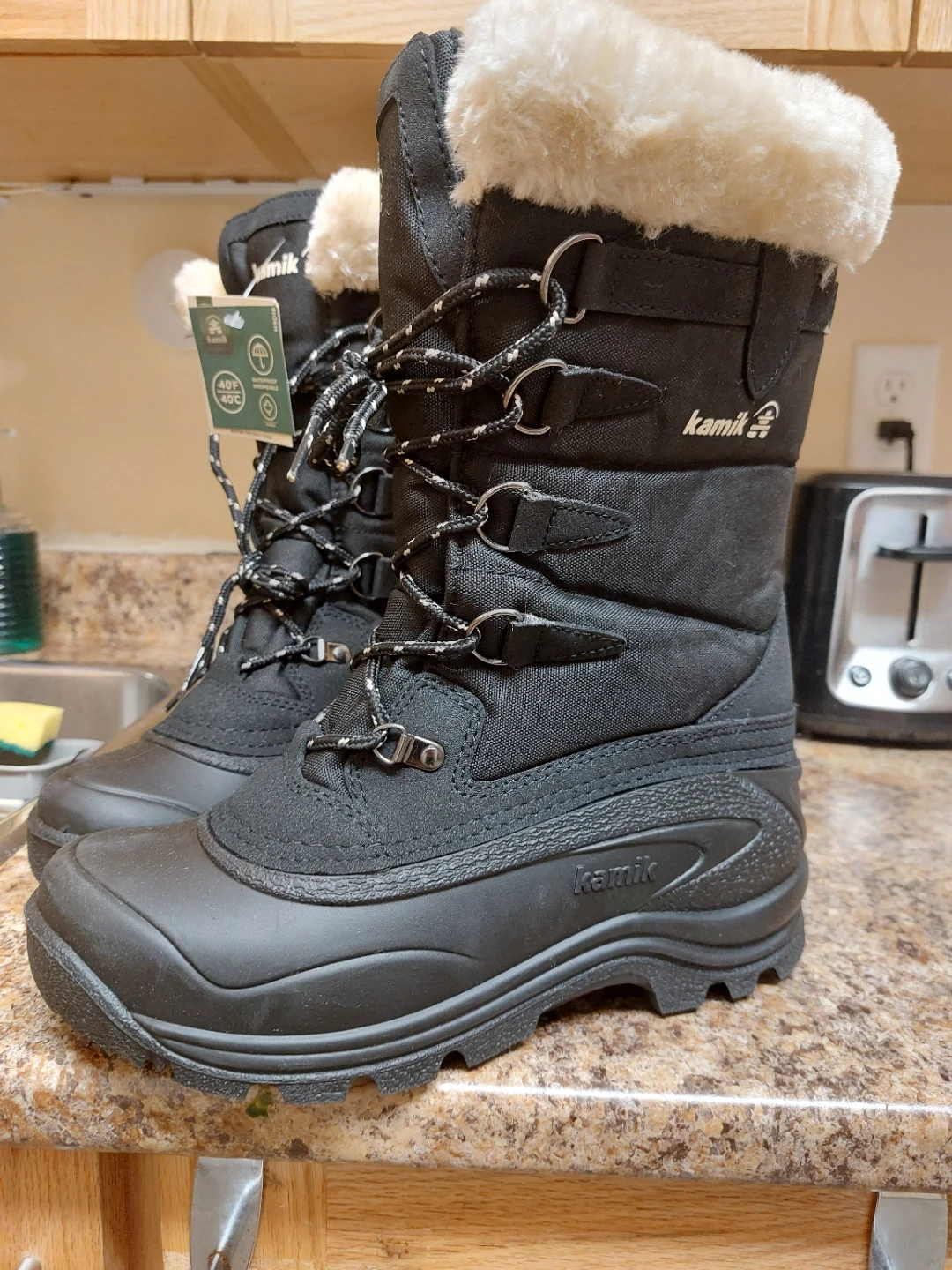 Kamik Black Waterproof Winter Boots Size 8 - photo 4