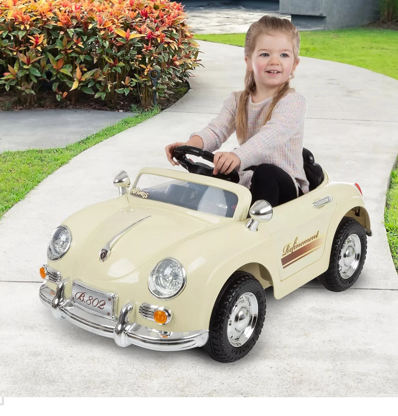 Kids Ride-On Electric Car - Vintage Style, Working Headlights - photo 5