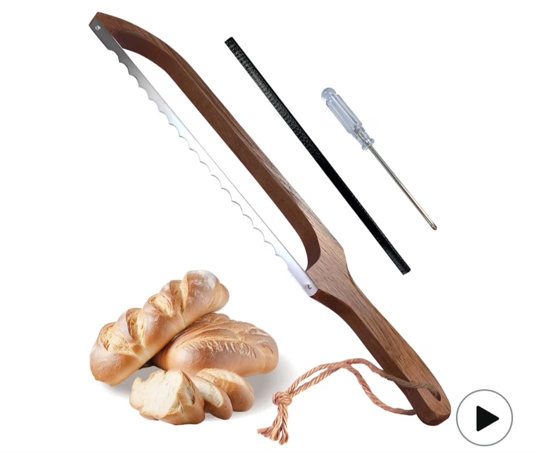 Bread Knife for Homemade Bread,Wooden Sourdough Bread Slicer