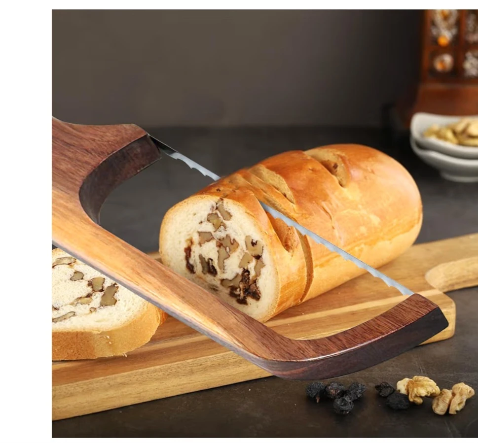 Bread Knife for Homemade Bread,Wooden Sourdough Bread Slicer - photo 2