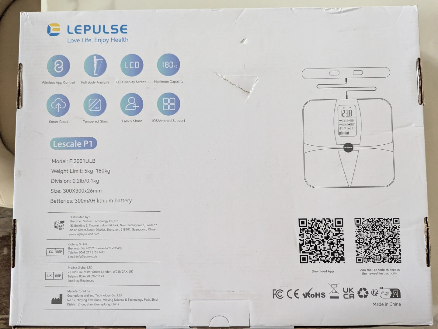 Lepulse Lescale P1 Smart Body Composition Scale - White - photo 3
