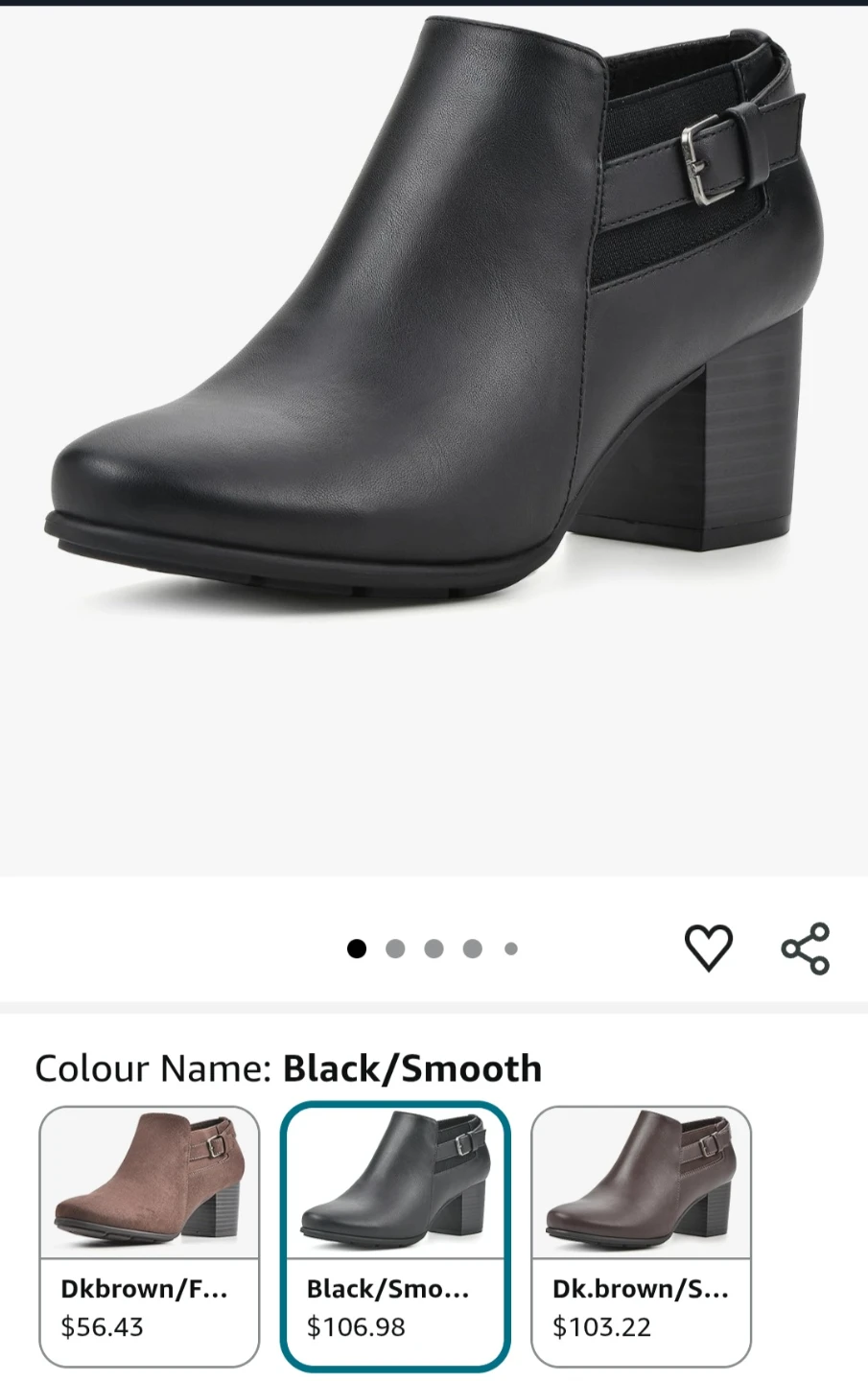White Mountain Black Leather Ankle Boots - Size 7