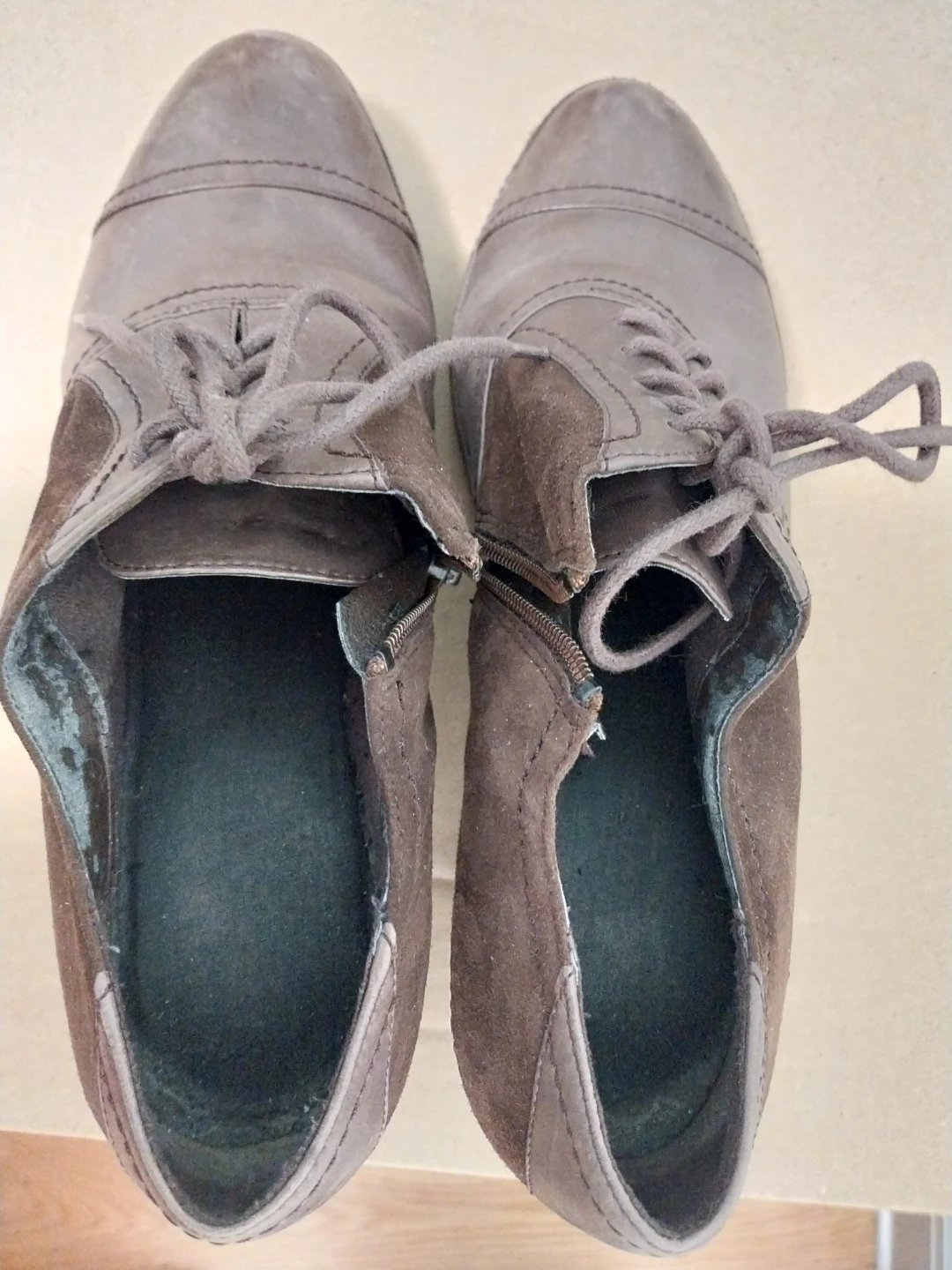 Clarks Brand Brown Leather & Suede Lace-up Heeled Shoes - photo 3