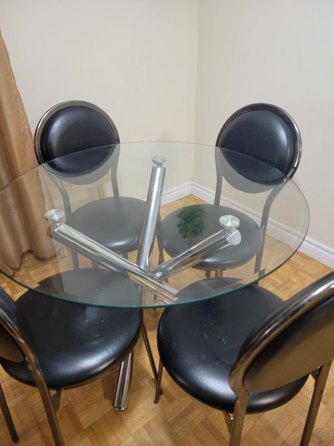 Glass Top Dining Table with 4 Black Chairs - photo 5