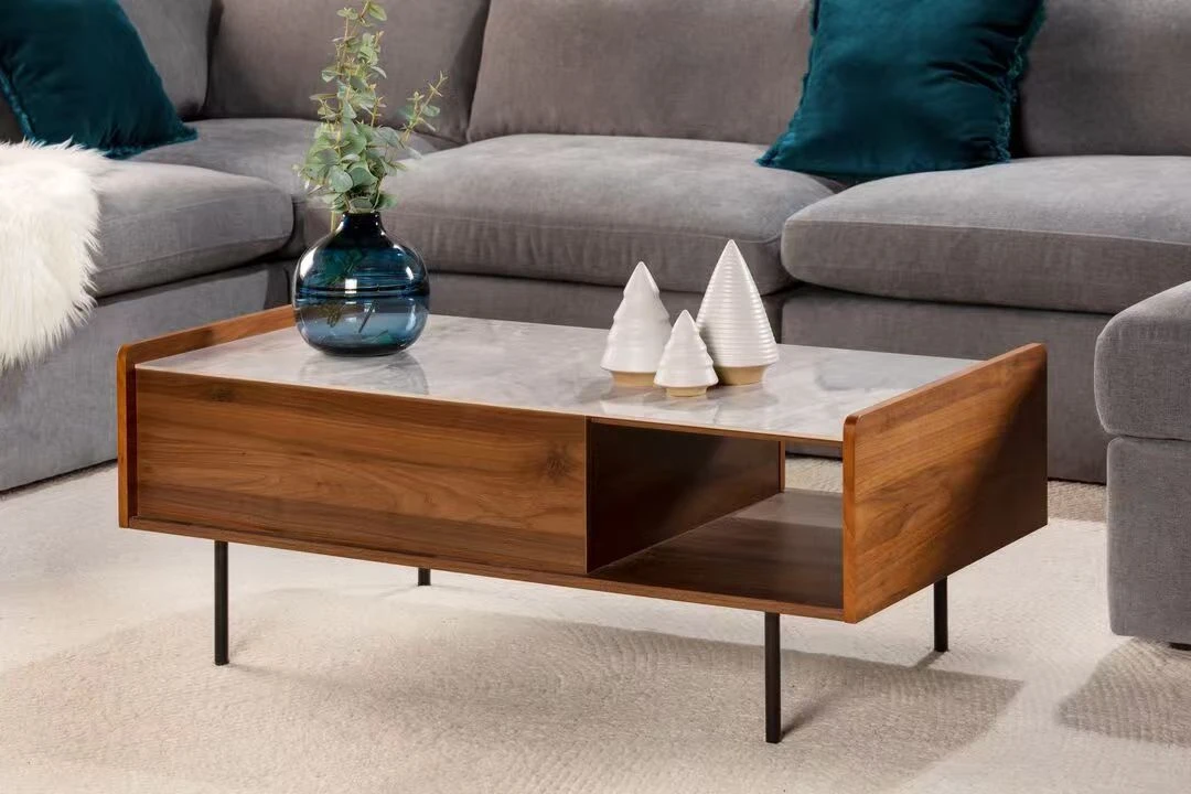 Structube Modern Wood & Marble Coffee Table