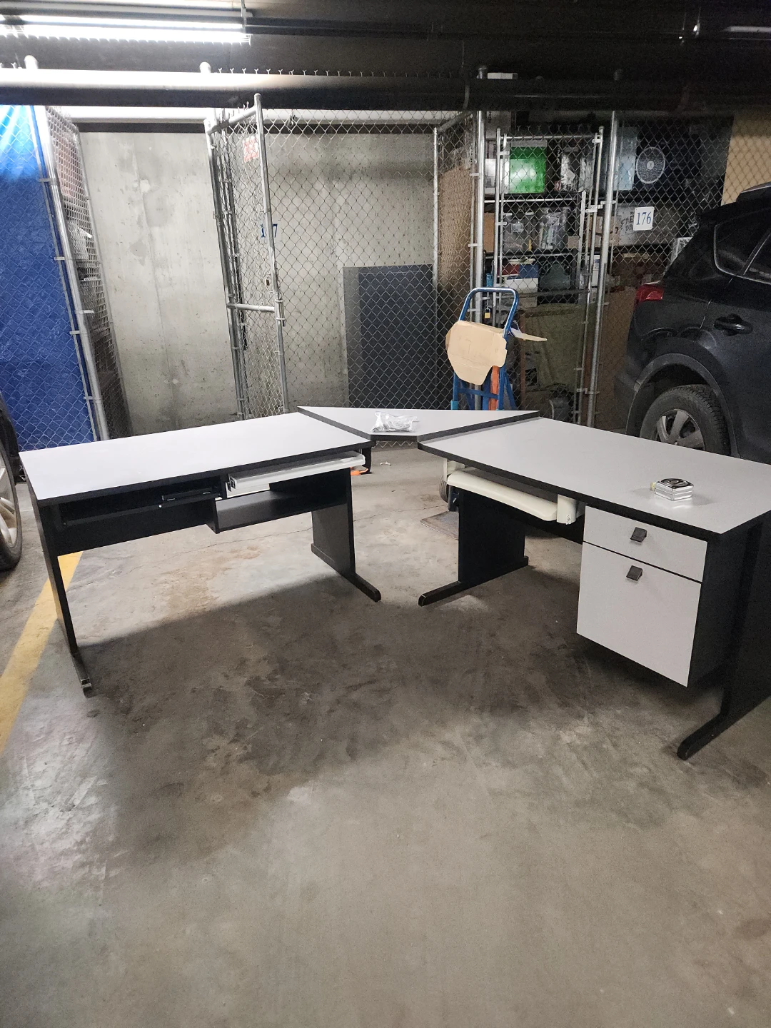 L-Shaped Office Desk - Black & White