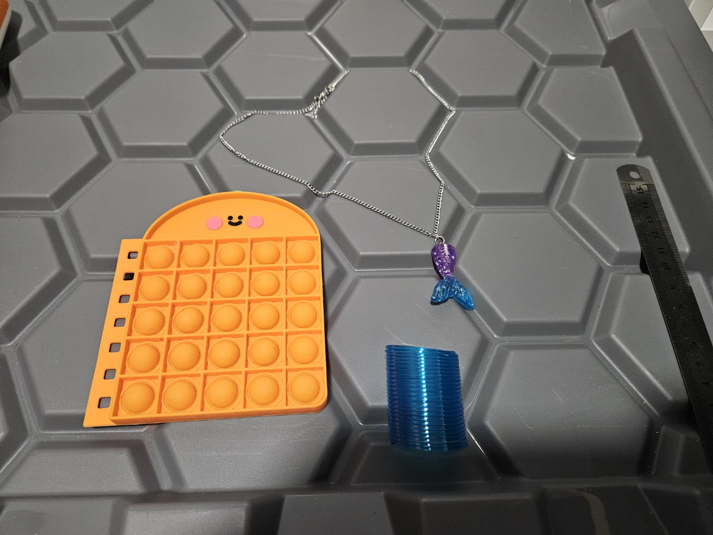Orange Pop-It Fidget Toy and Mermaid Necklace Set