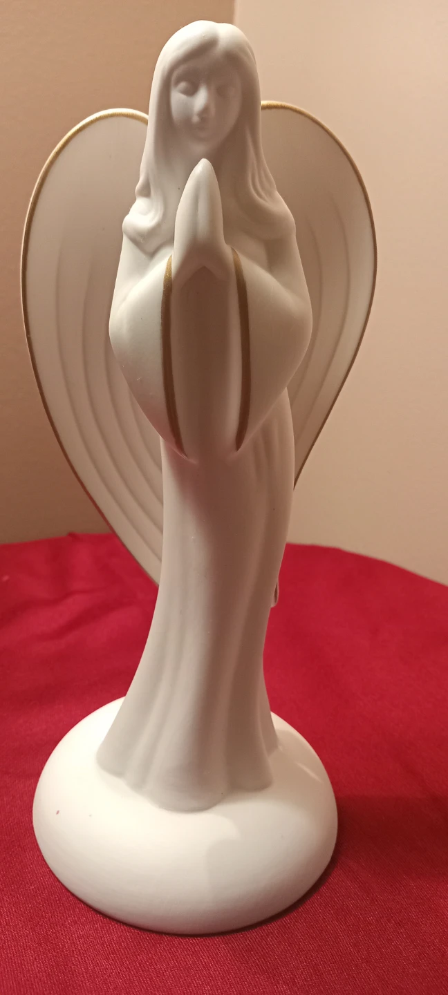 White Angel Figurine with Gold Accents