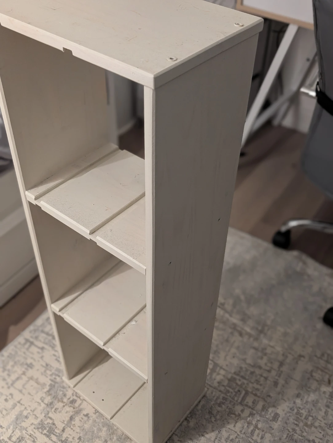 White 4-Shelf Tall Narrow Bookcase