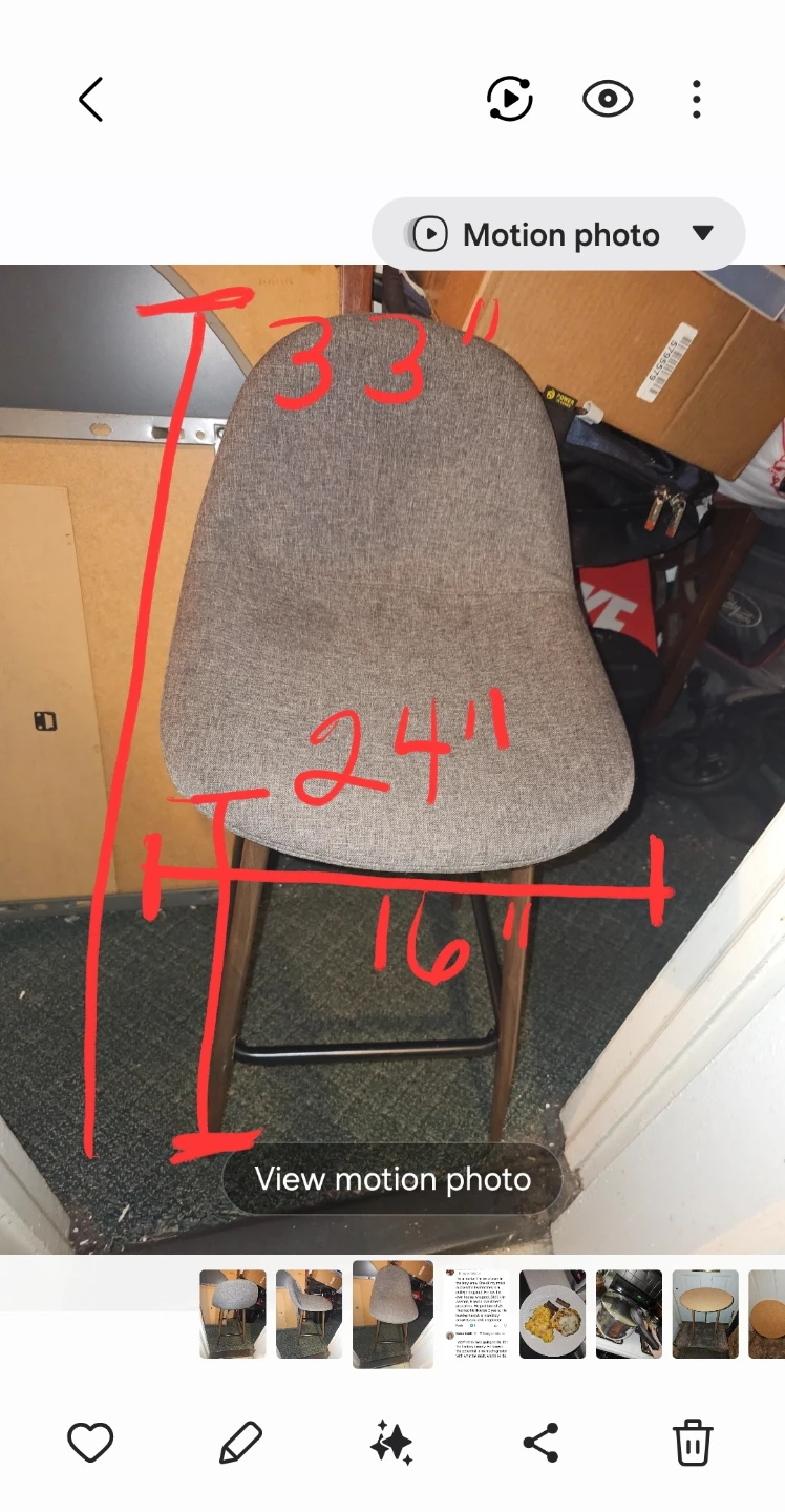 Gray Upholstered Bar Stool with Wood Legs - photo 4