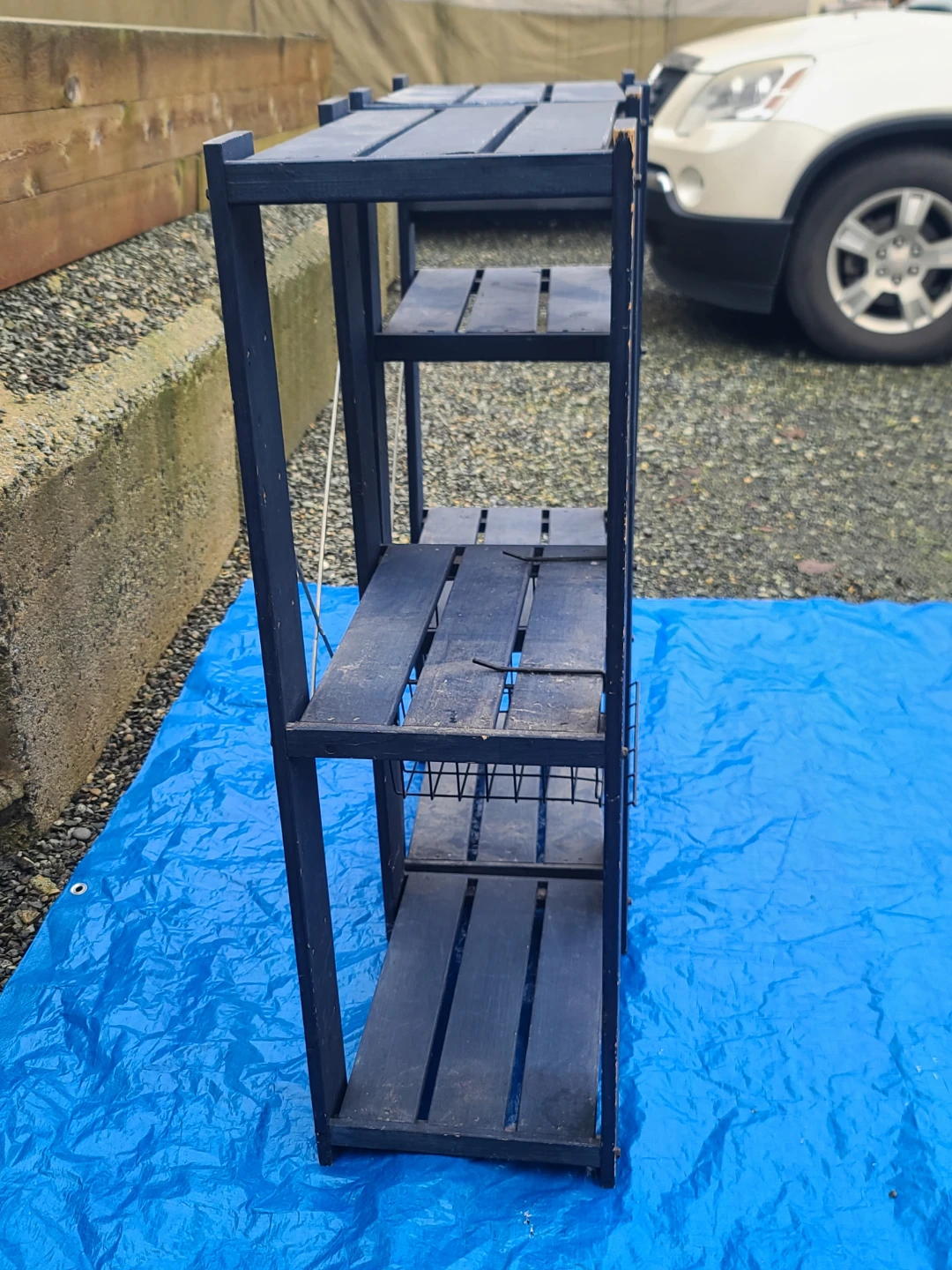 Blue Wooden Tiered Shelf Unit - photo 2