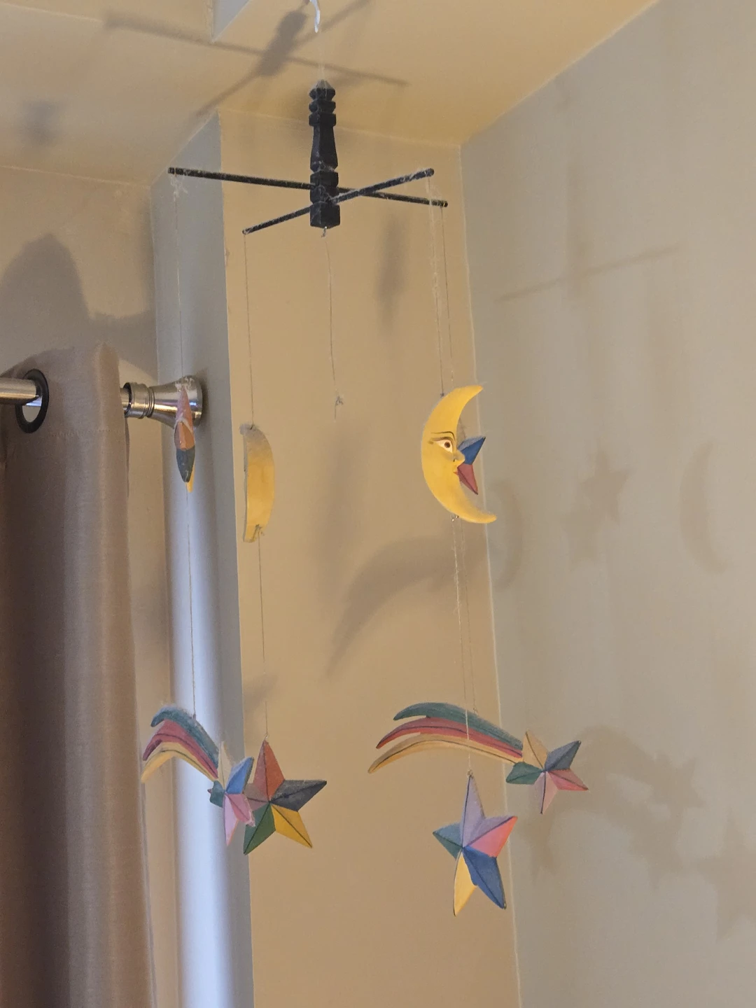 Wooden Moon and Stars Mobile