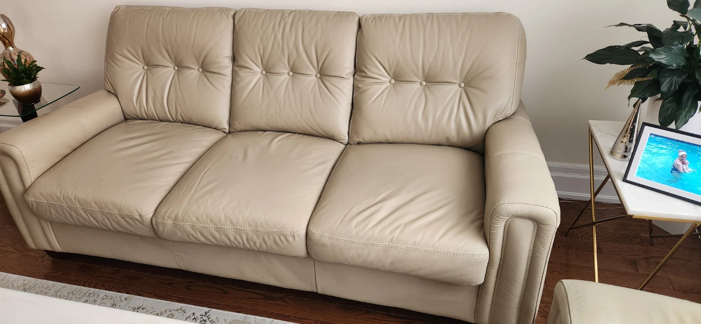 Tan Leather Loveseat Sofa