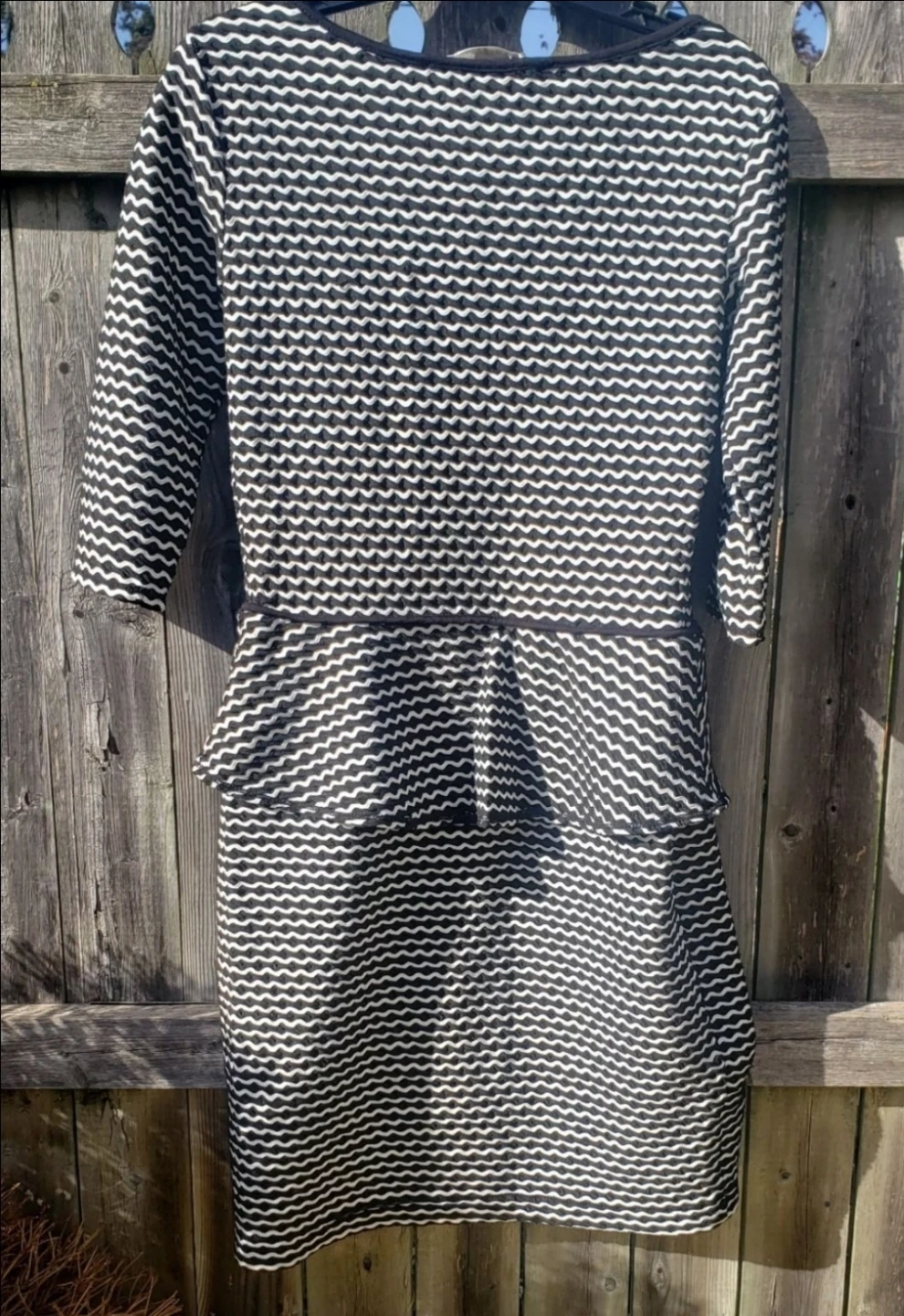 Max Studio Black & White Patterned Peplum Dress Size M - photo 2