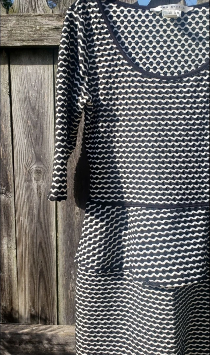 Max Studio Black & White Patterned Peplum Dress Size M - photo 3