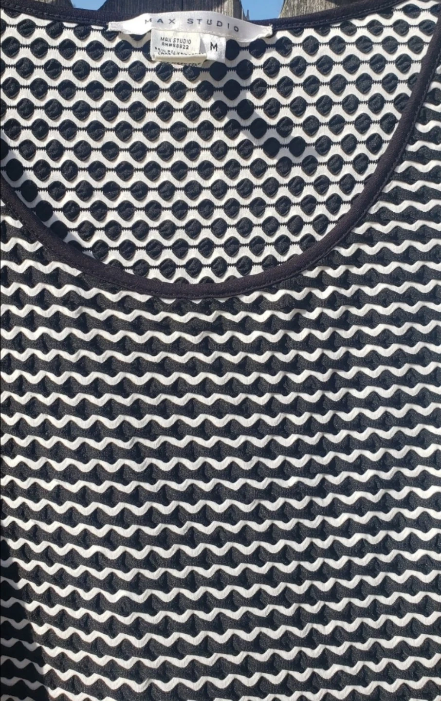Max Studio Black & White Patterned Peplum Dress Size M - photo 5