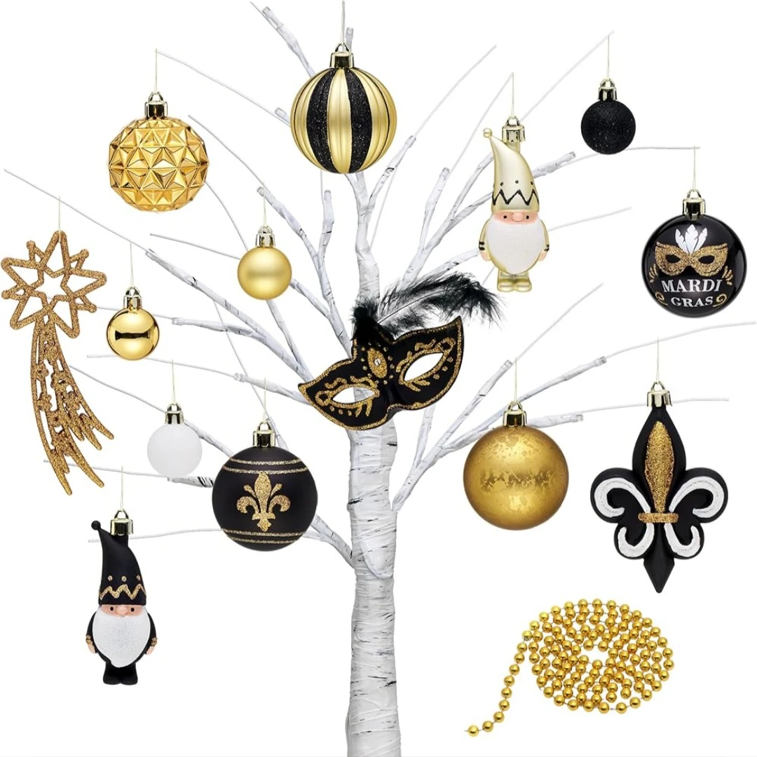 Mardi Gras 40-Piece Ornament Set - Black & Gold - photo 4