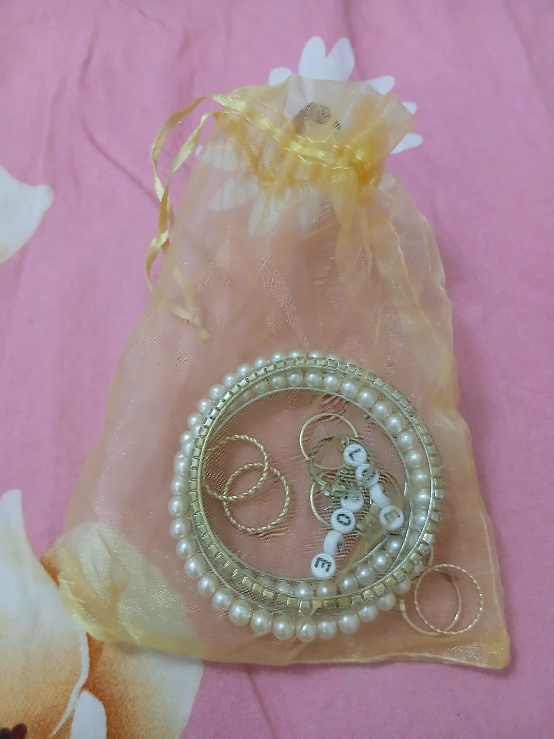 Pearl and Gold Tone rings, earrings, & bangles set - photo 3