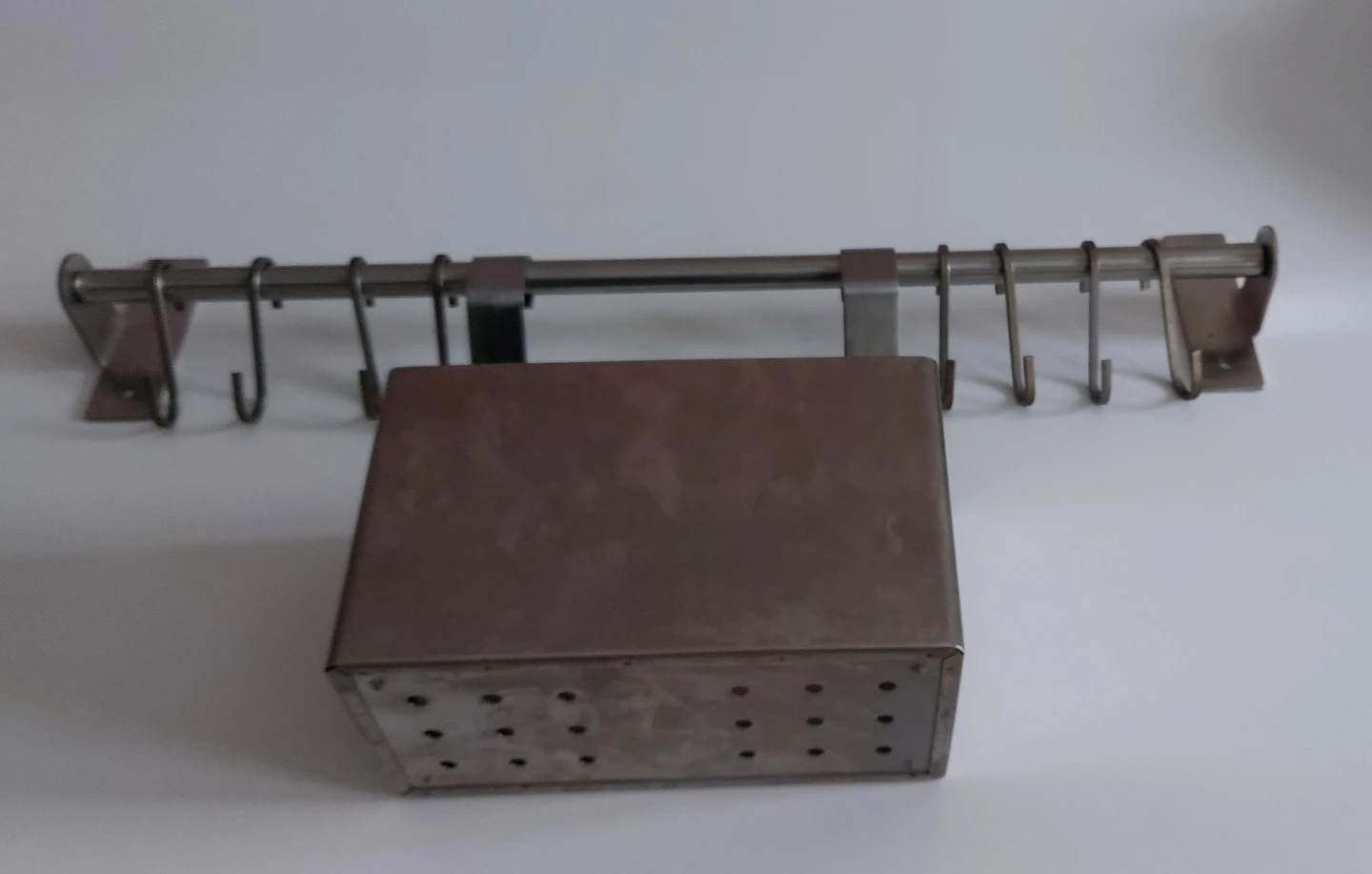 Ikea stainless Rail w/ Container & Hooks - photo 2