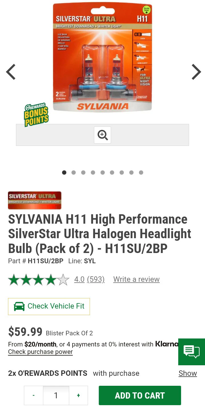 Sylvania H11 SilverStar Ultra: Halogen Headlight Bulbs (New) - photo 2