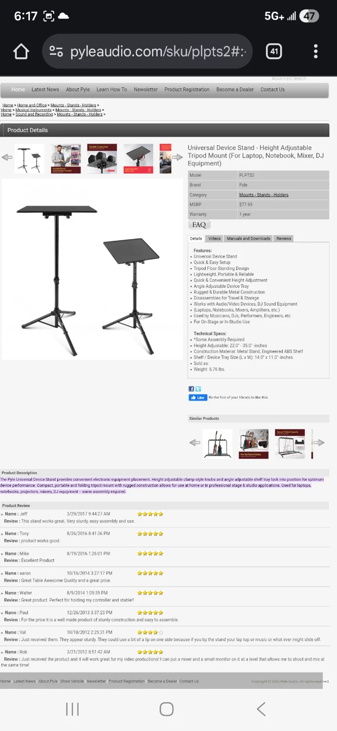 Pyle Universal Device Stand - Height Adjustable