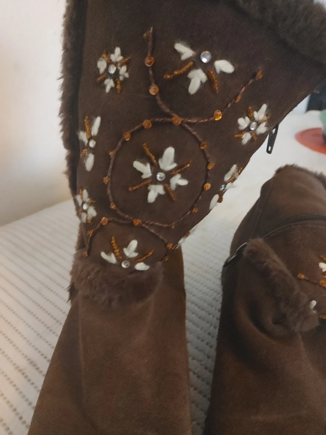 Brown Embroidered Winter Boots - photo 2