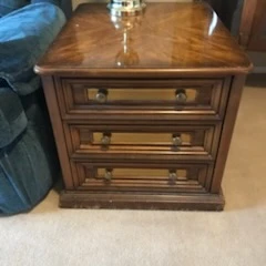 Wooden Side Table with 3 Drawers