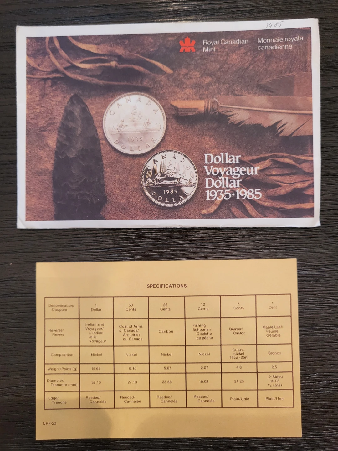 1985 Canadian Dollar Voyageur Uncirculated Coin Set - photo 3