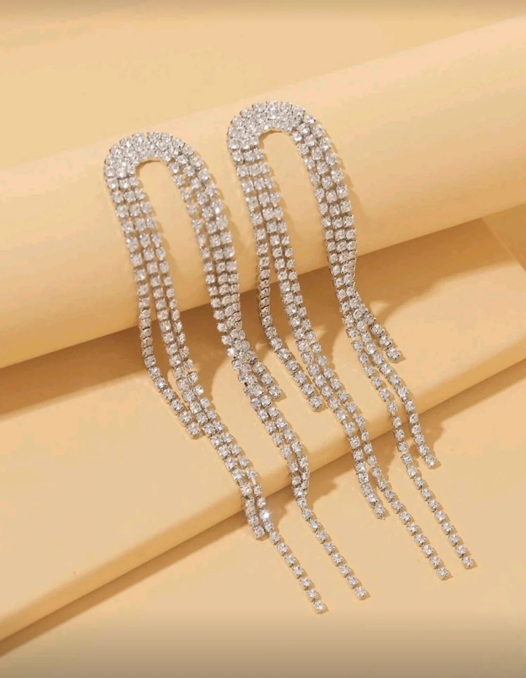 Rhinestone Tassel Drop Earrings - photo 3