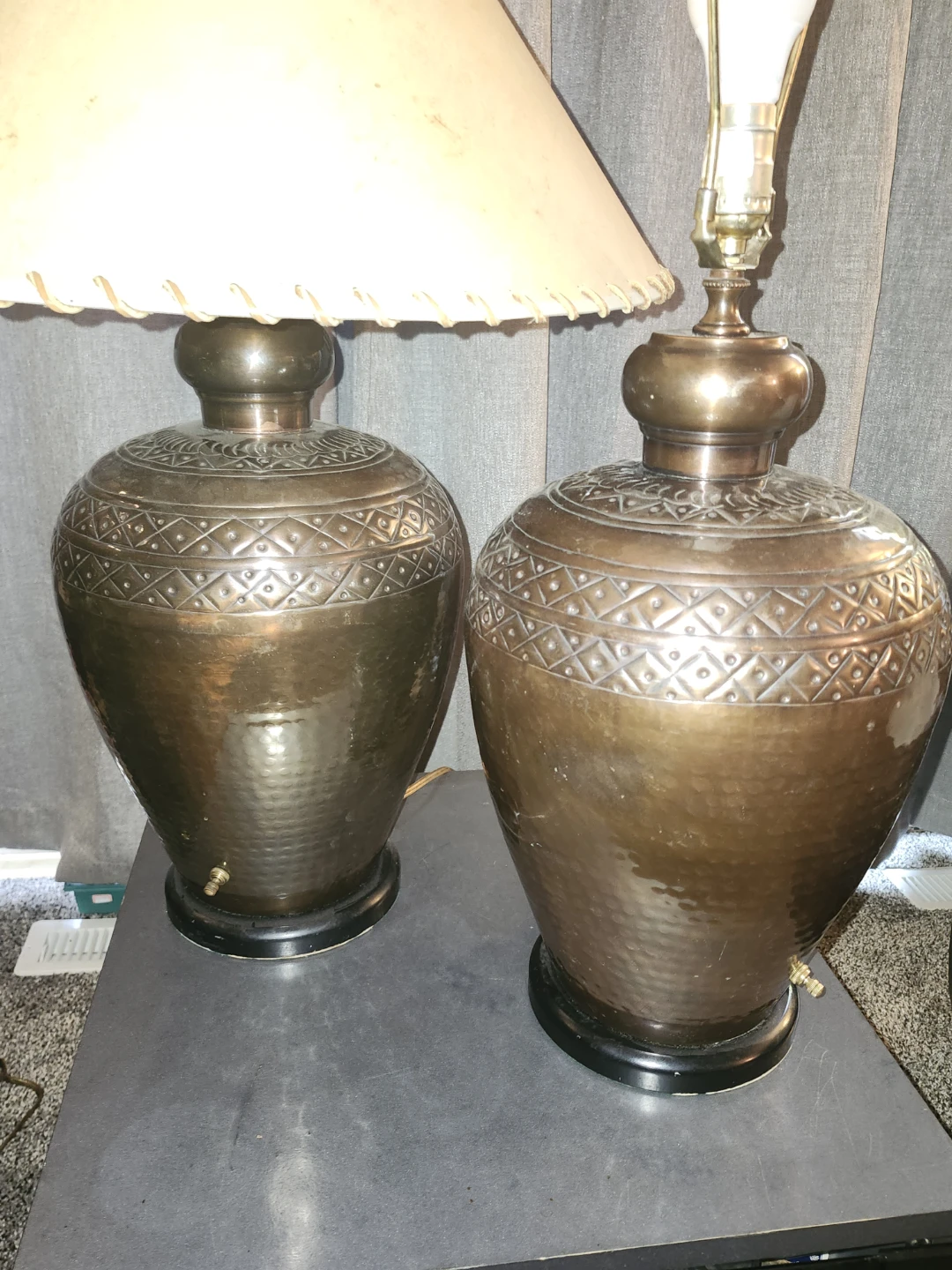 Pair of vintage Hammered copper Lamps
