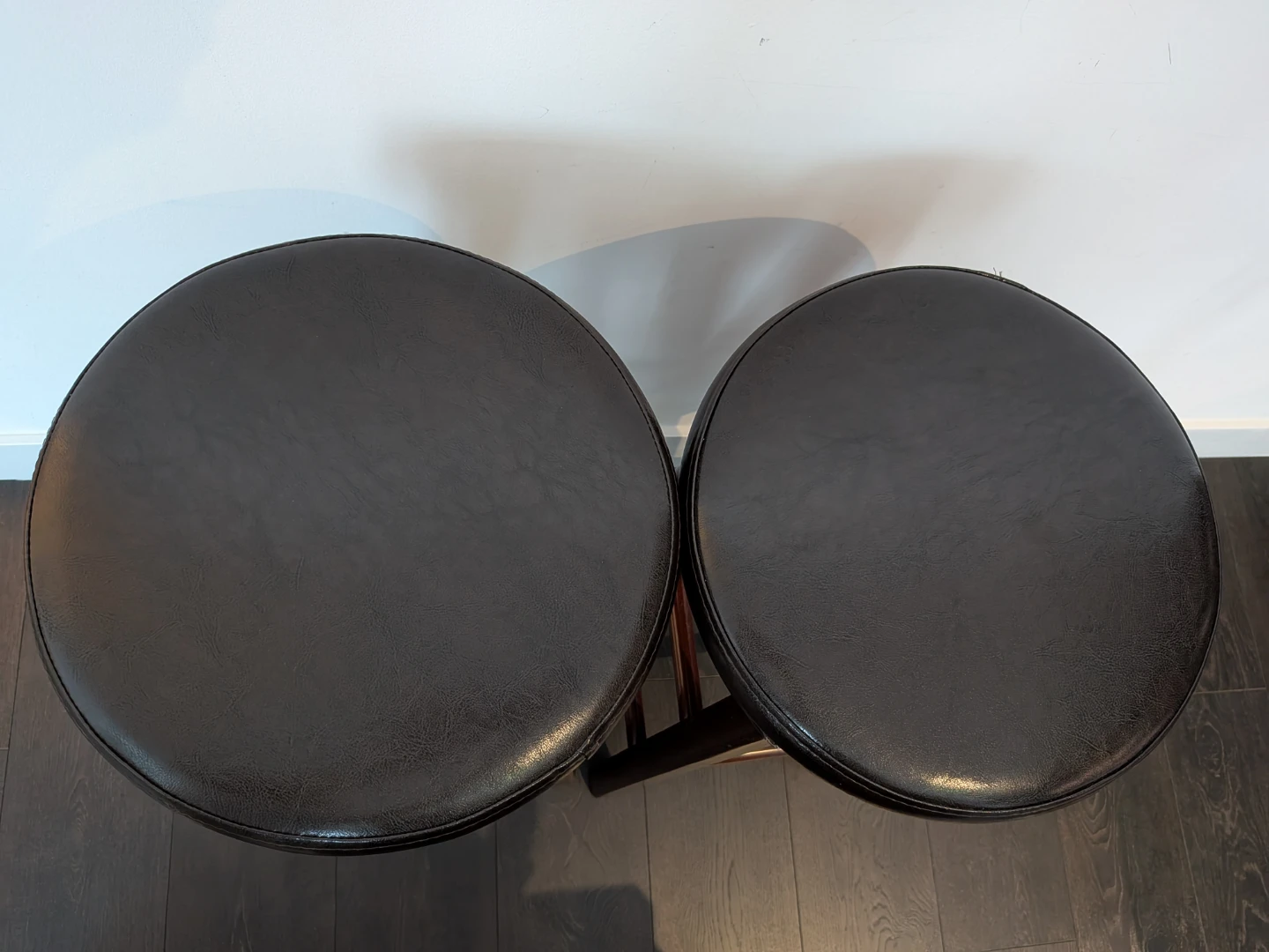 Set of 2 Dark Brown Faux Leather Swivel Bar Stools【Moving sale❗】 - photo 4