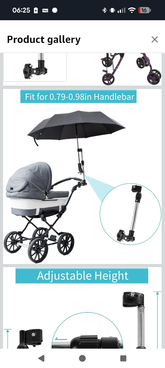 Stroller Umbrella Holder Adjustable Height