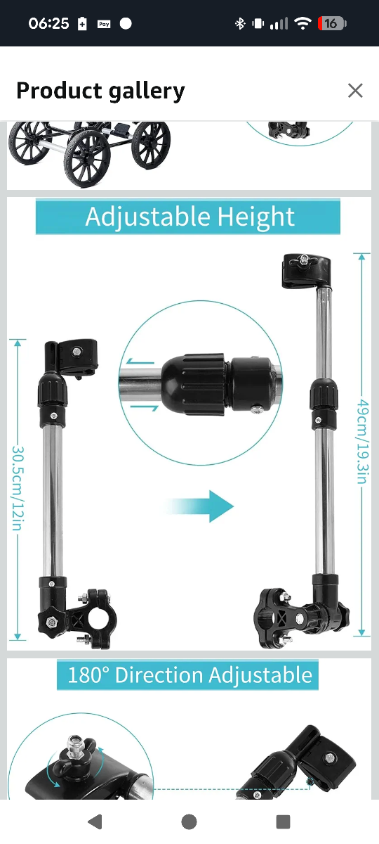 Stroller Umbrella Holder Adjustable Height - photo 3
