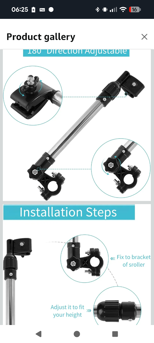 Stroller Umbrella Holder Adjustable Height - photo 4