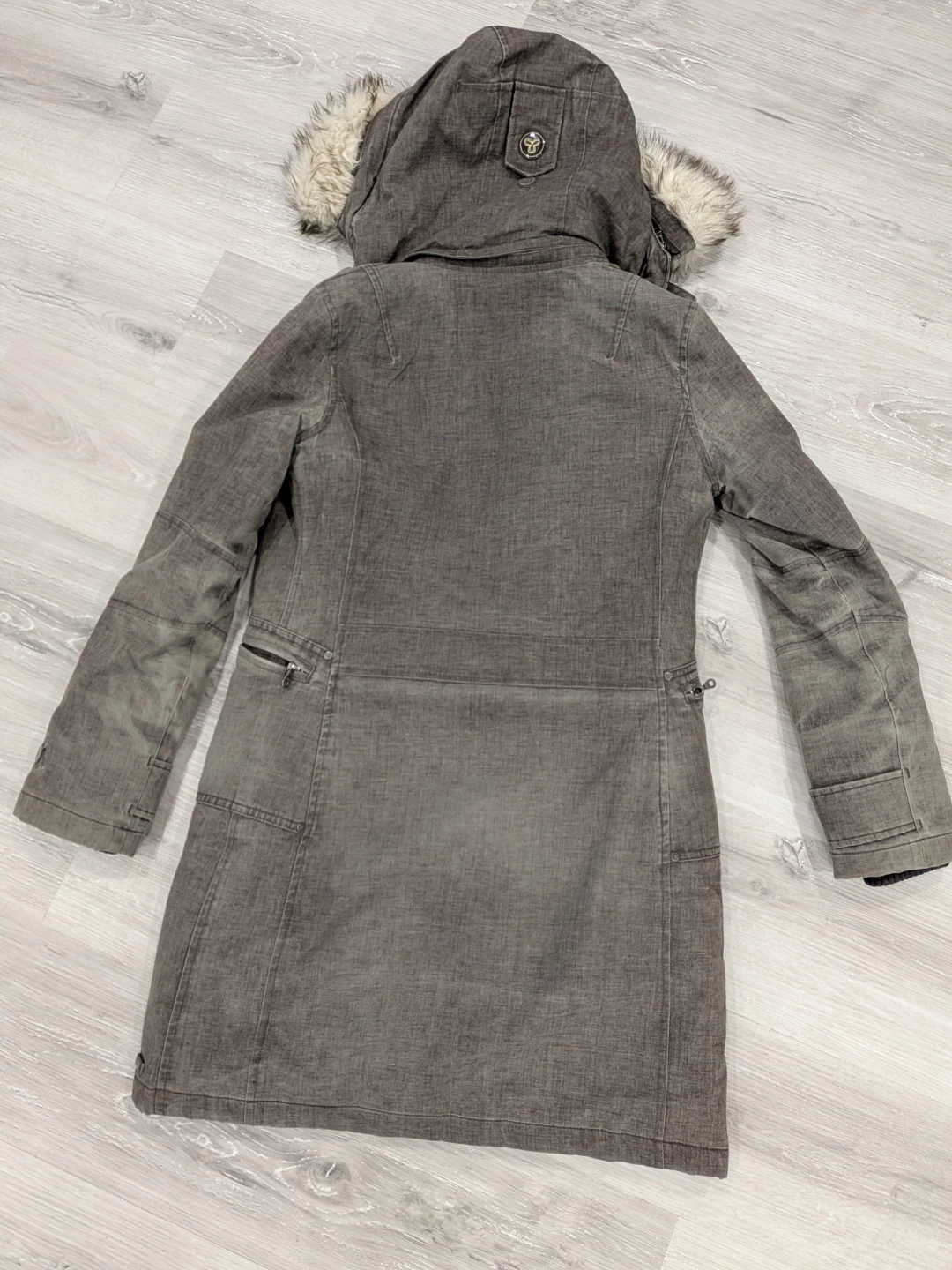 TNA Grey Winter Coat with Faux Fur Hood - photo 4