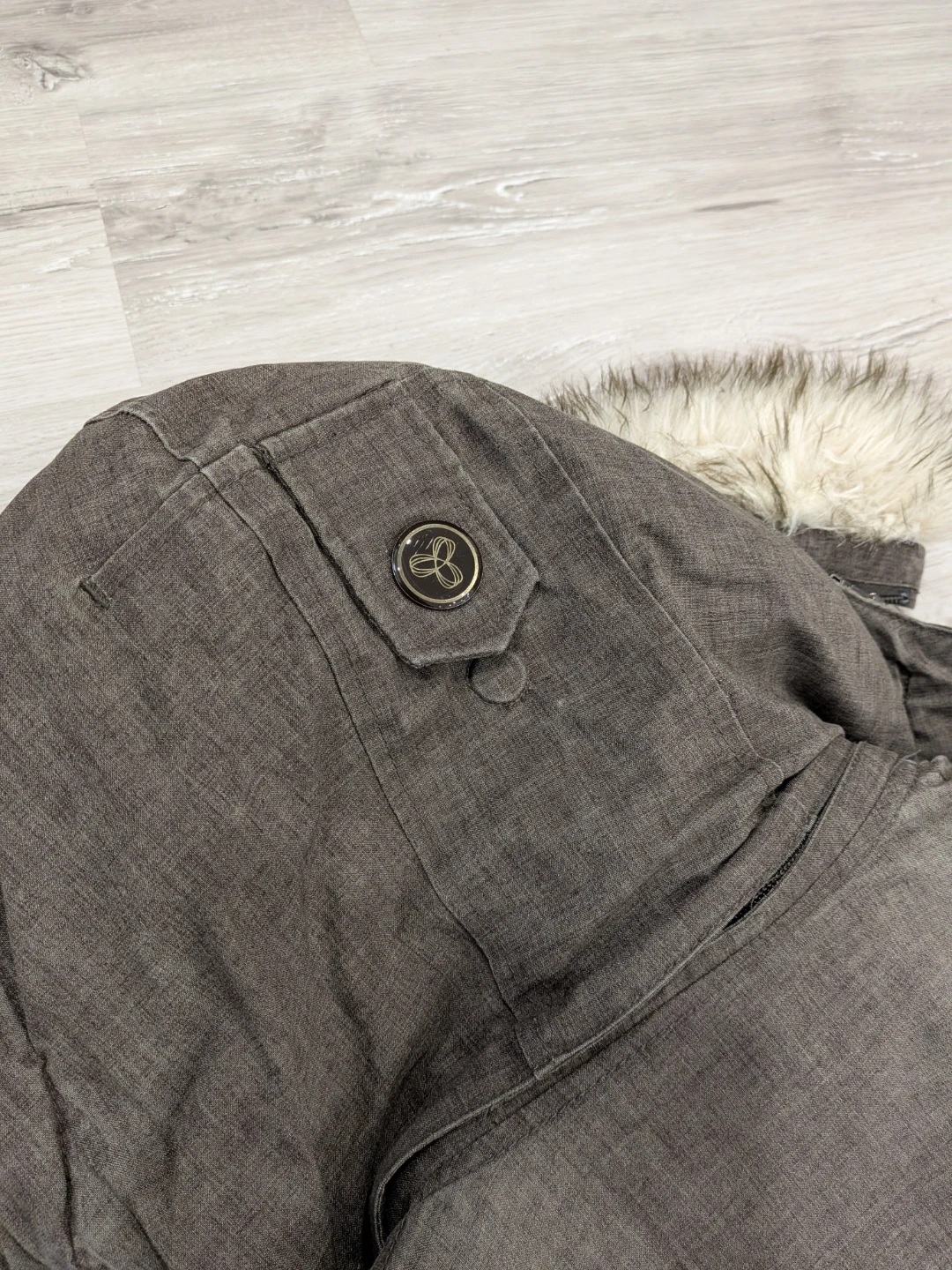 TNA Grey Winter Coat with Faux Fur Hood - photo 5