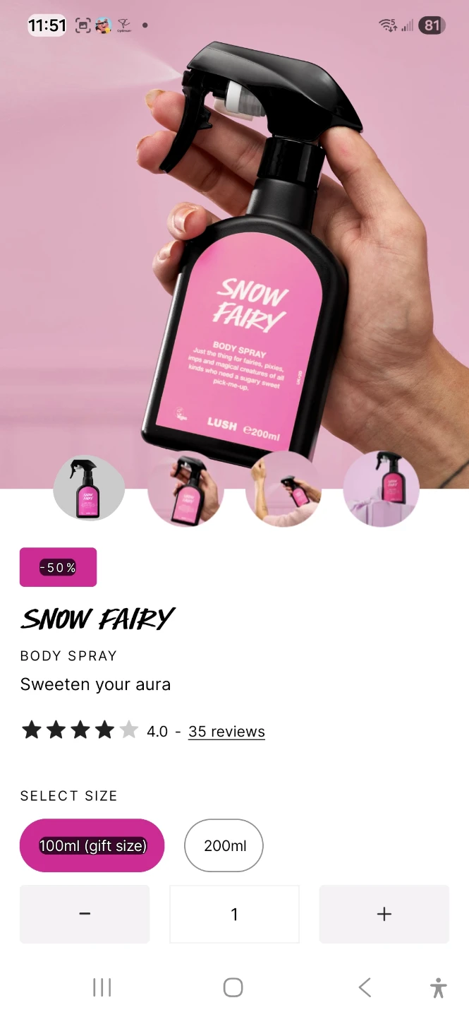 LUSH Snow Fairy Body Spray - 100ml