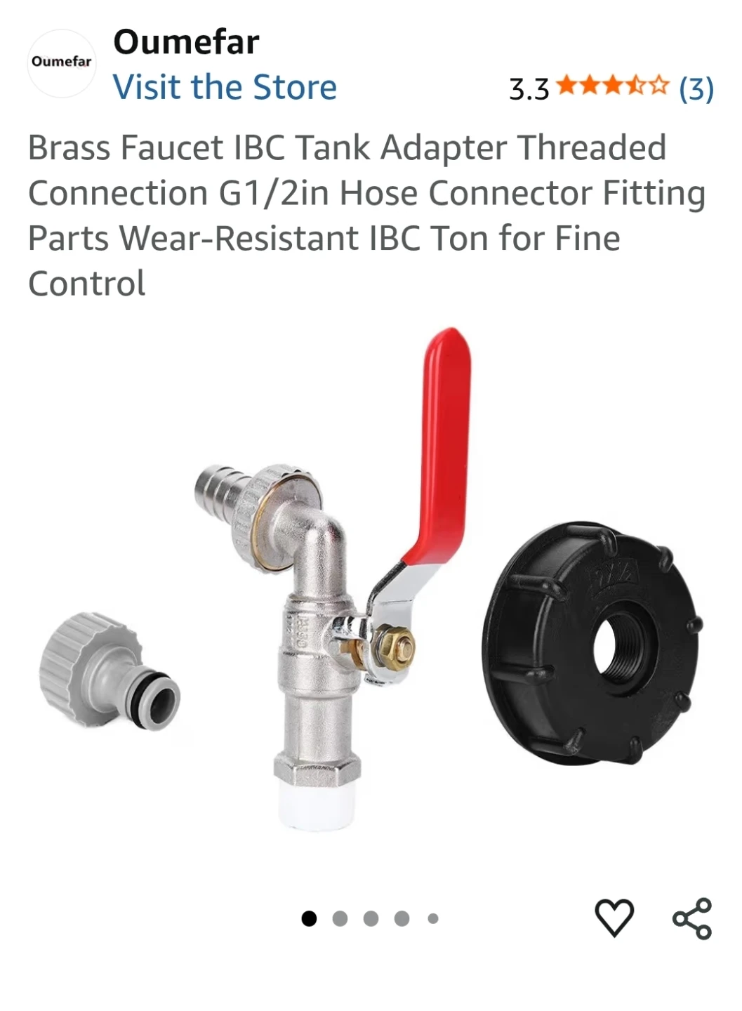 Oumefar Brass Faucet IBC Tank Adapter
