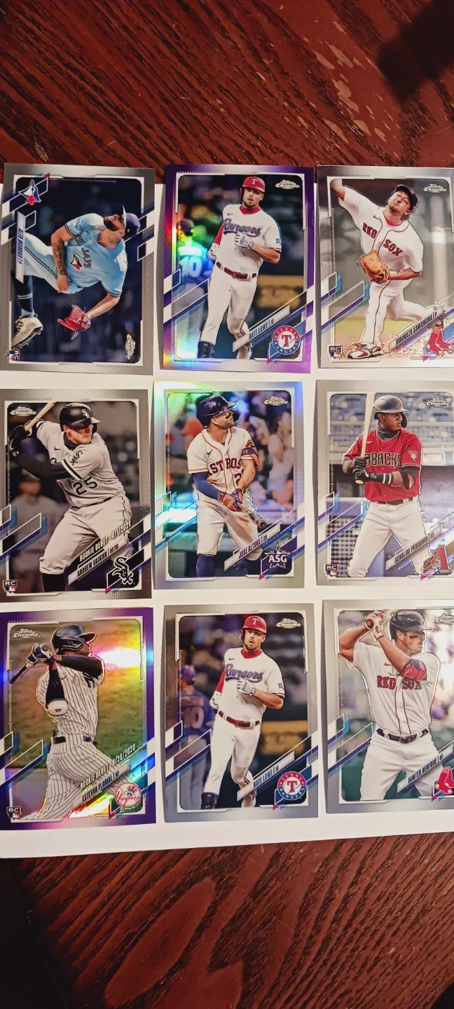 9 × 2021 Topps Chrome Baseball Cards Lot of 9.