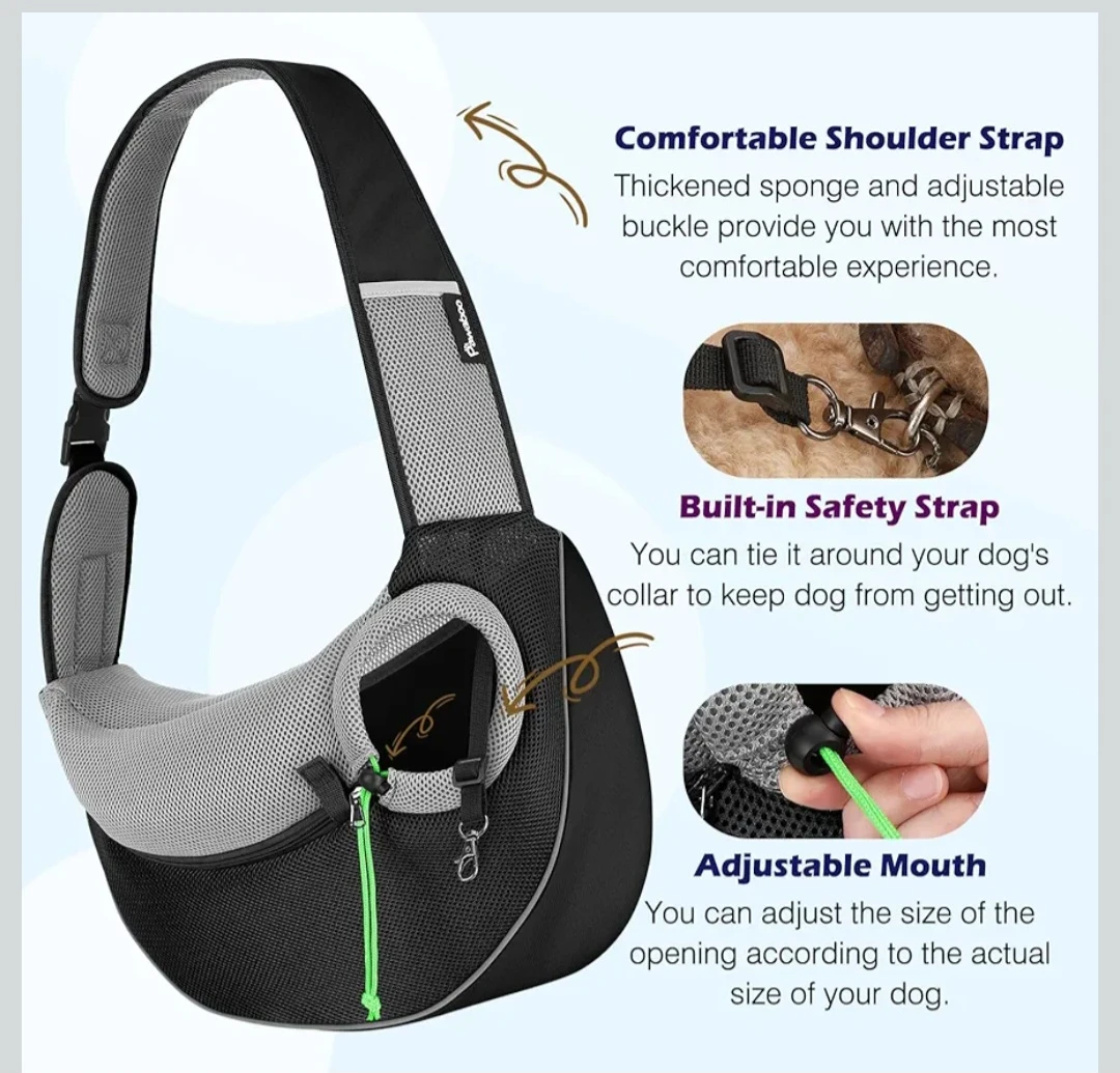 Dog Shoulder Bag, Portable Pet Bag with Adjustable Strap... - photo 5