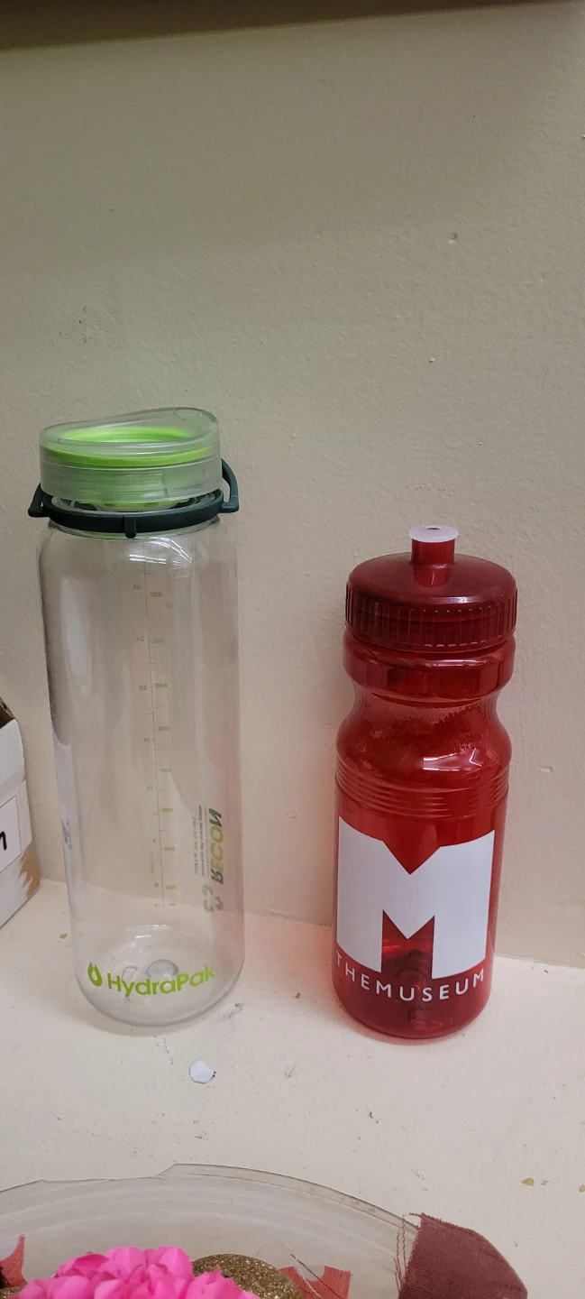 HydraPak Clear Water Bottle & Red Museum Bottle