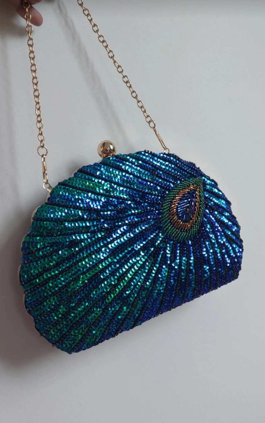🧡Brand new Peacock Sequin Clutch Evening Bag - photo 2