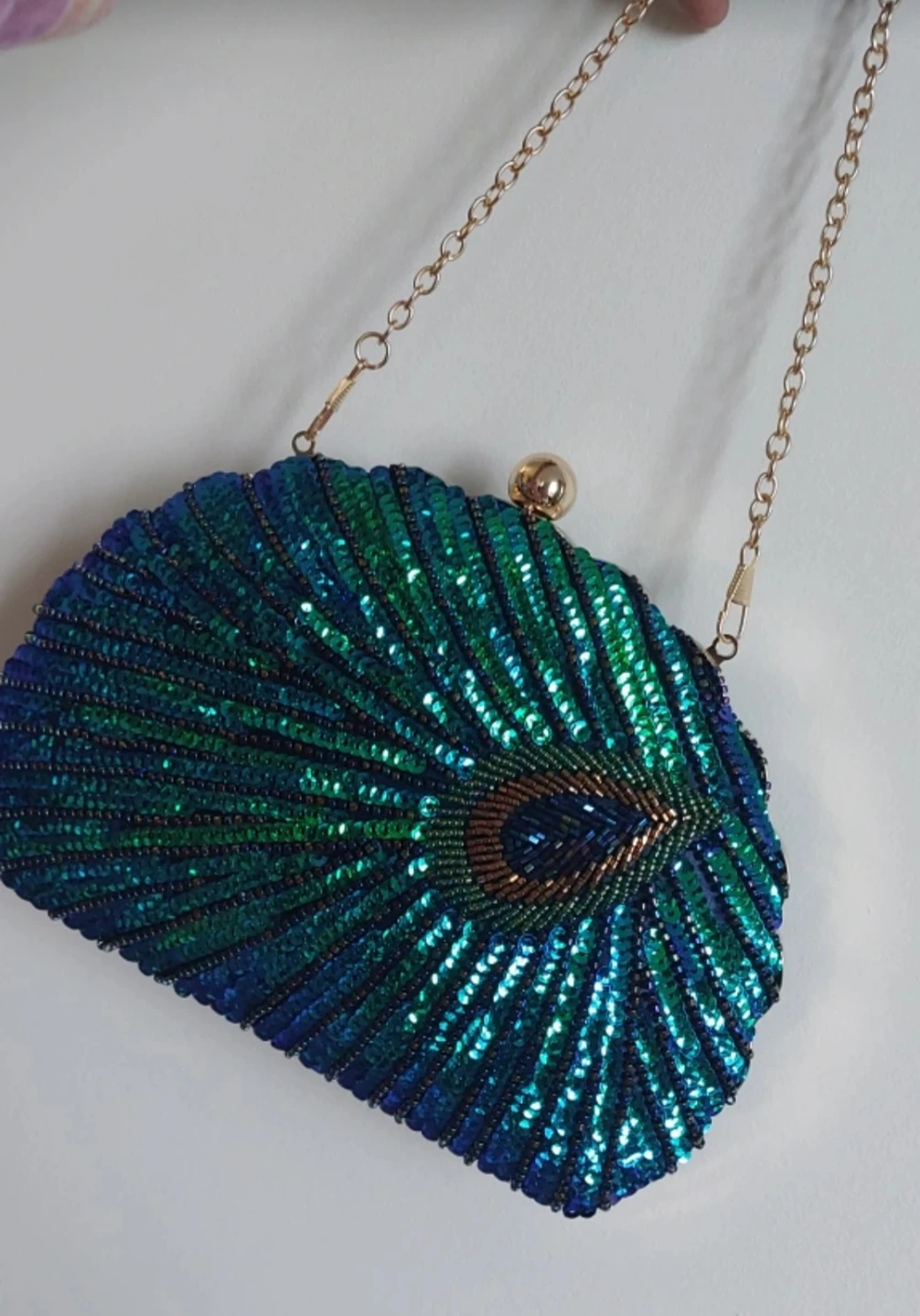 🧡Brand new Peacock Sequin Clutch Evening Bag - photo 3