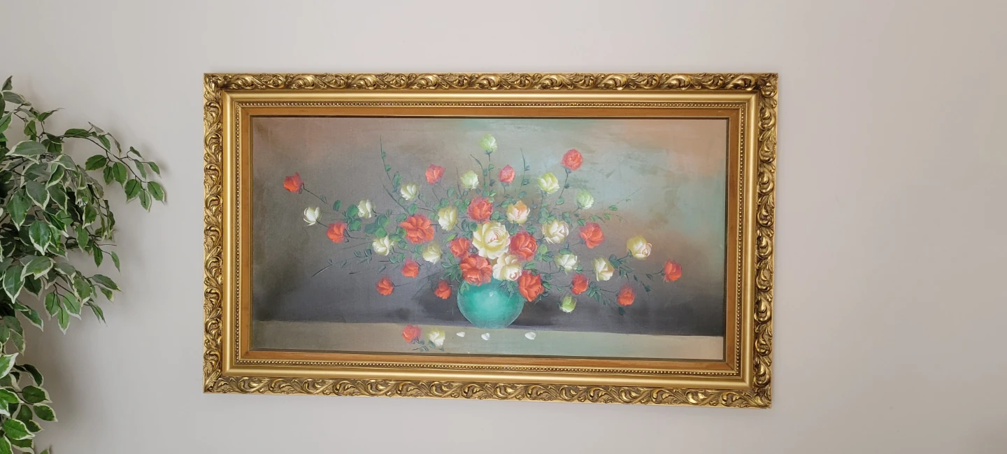 Framed Floral Oil Painting