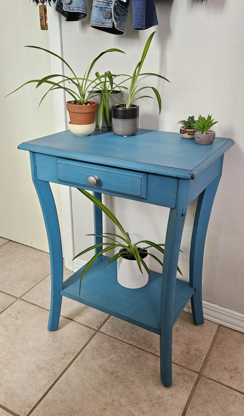 Blue Accent Table with Drawer