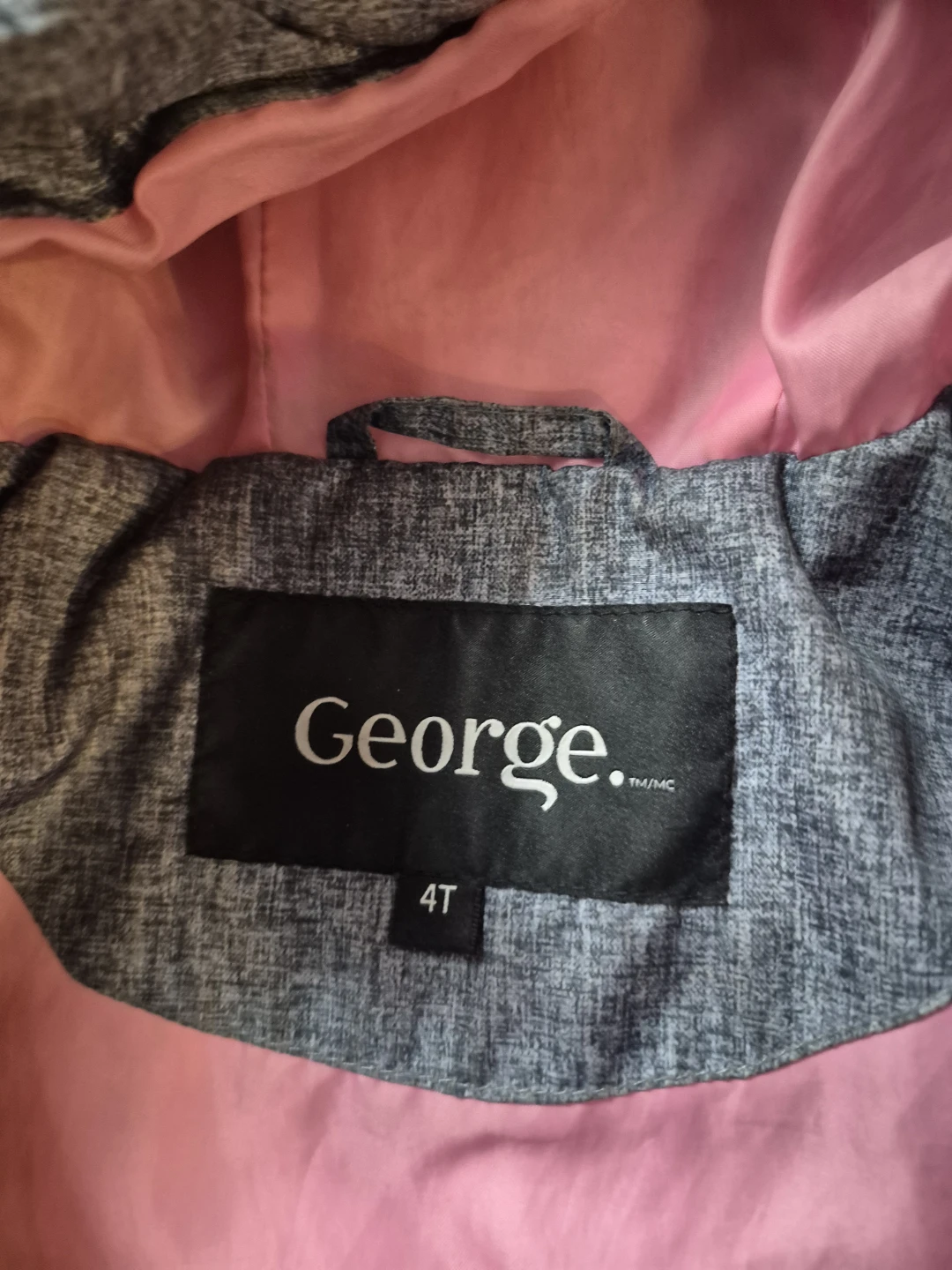 George Girls Grey & Pink Puffer Jacket 4T - photo 2