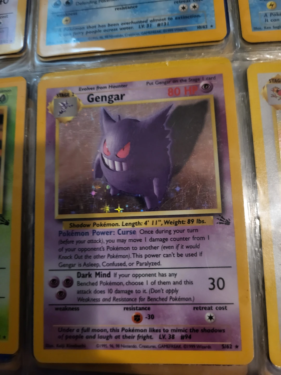 Vintage Pokemon Holo Gengar Stage 2 Card