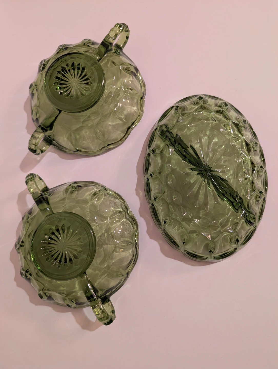 Vintage Anchor Hocking Fairfield Avocado Green Glass (3 pcs) - photo 3
