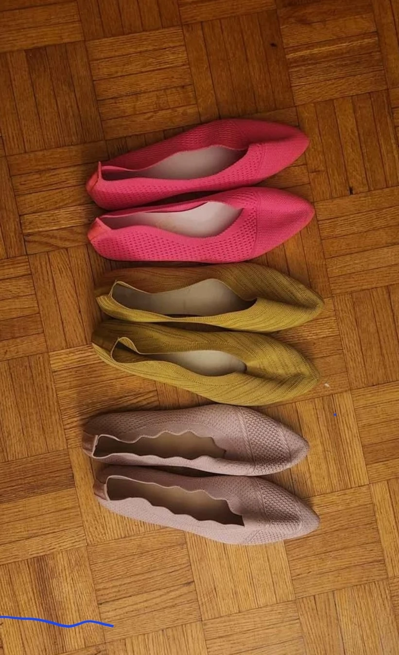 Women's Knit Ballet Flats - Pink, Yellow, and Pink